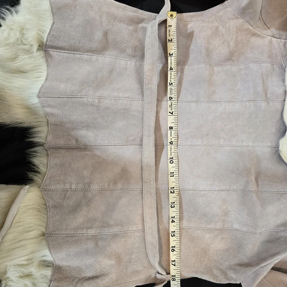 Wilson Leather Maxima Cream And Gray Jacket Suede with Faux Fur Festival